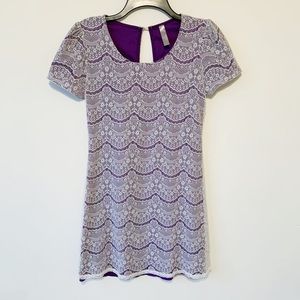 Francesca’s/Myan Lace Overlay Mini Dress Purple S